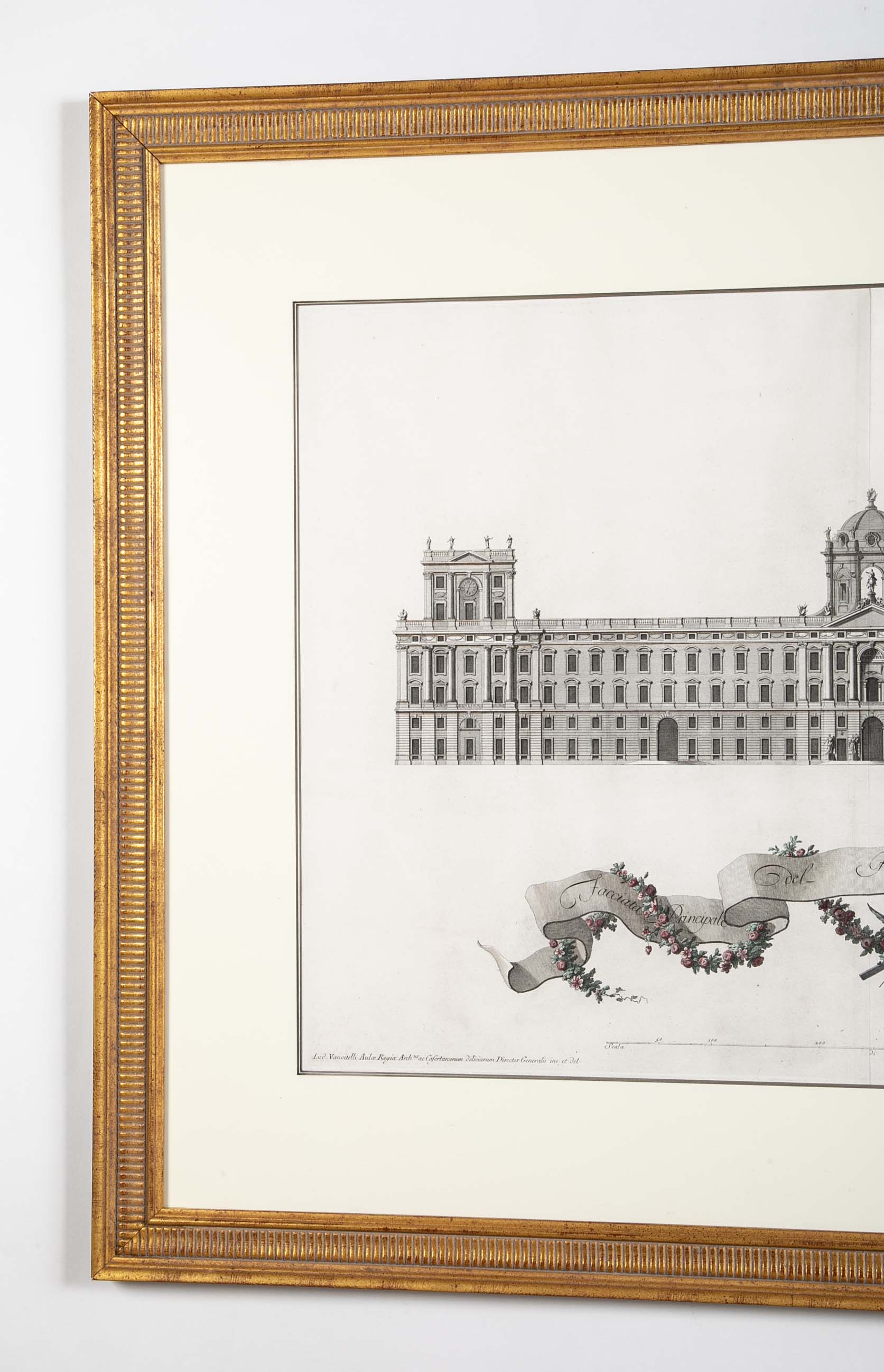 Pair of Carolius Nolli Engravings of Italian Architect Luigi Vanvitelli's Royal Palace of Caserta