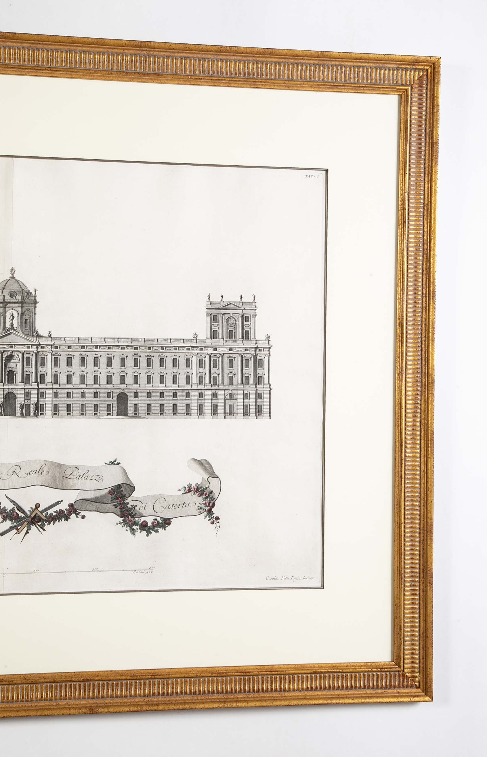Pair of Carolius Nolli Engravings of Italian Architect Luigi Vanvitelli's Royal Palace of Caserta