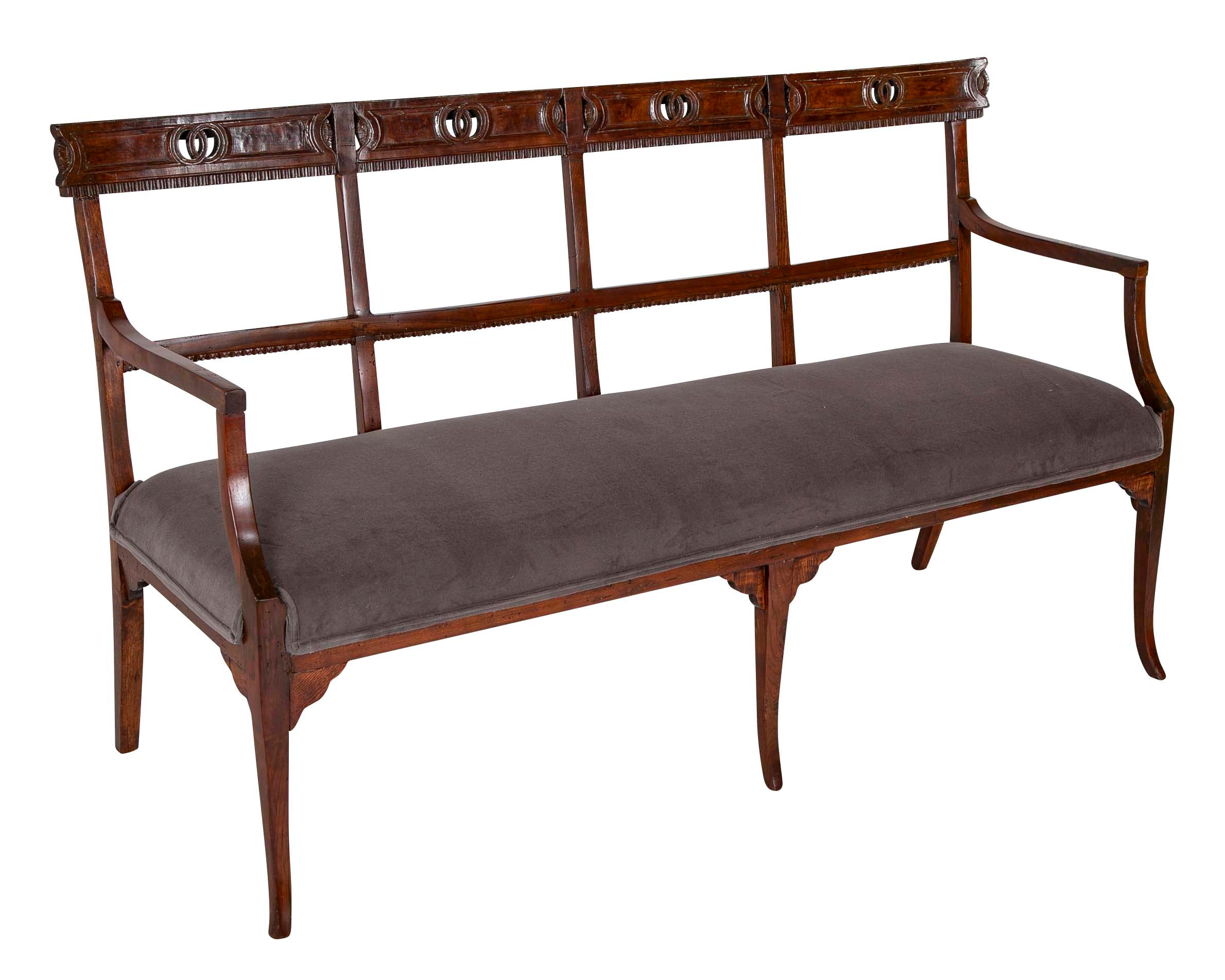 Late 18th/Early 19th Century Italian Walnut Bench or Settee