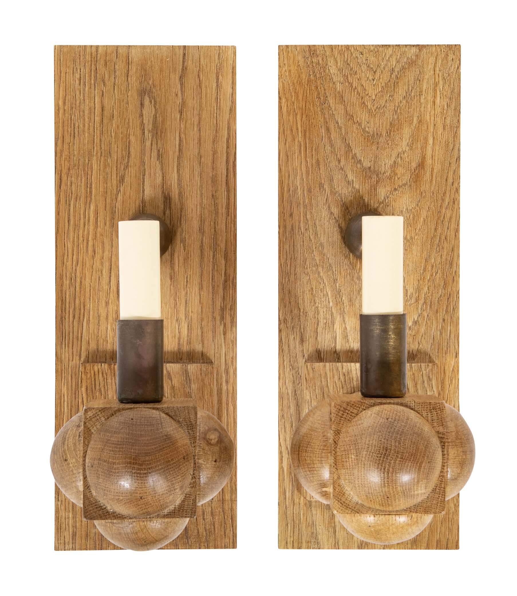 Pair of Foursquare Oak Sconces by Paul Marra - Two Pair Available