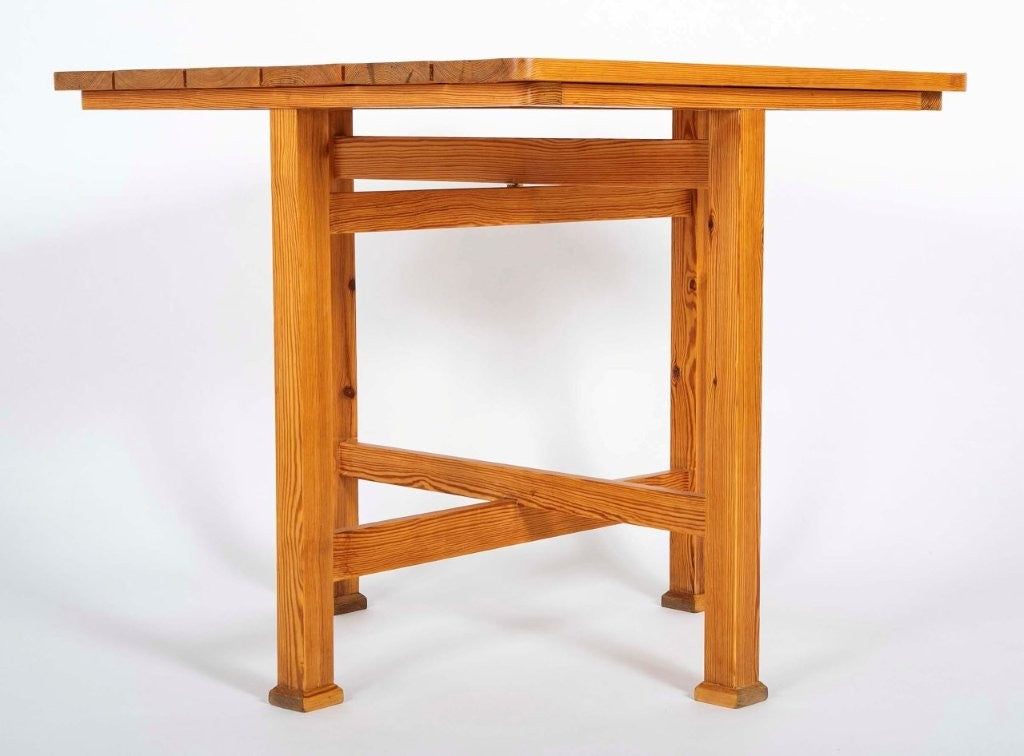 A Square Pine Cafe Table by N.P. Olsen