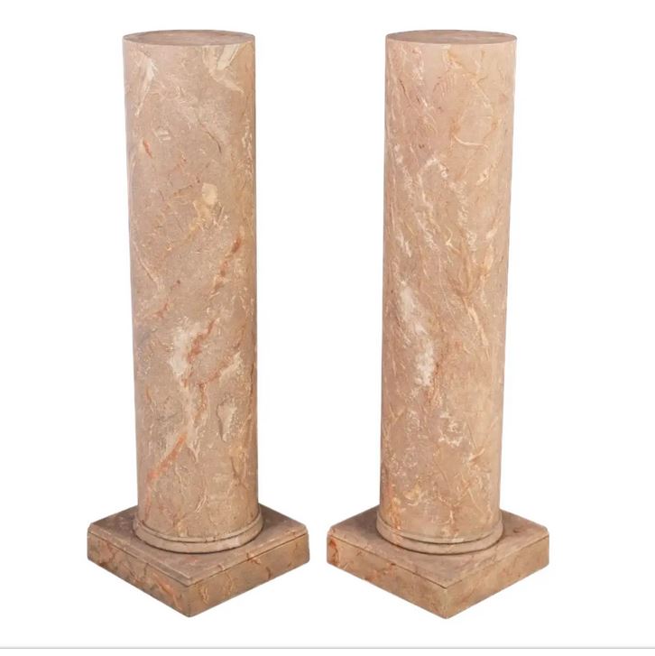 Pair of Neo-classical Faux Marble Painted Wooden Columns or Pedestals