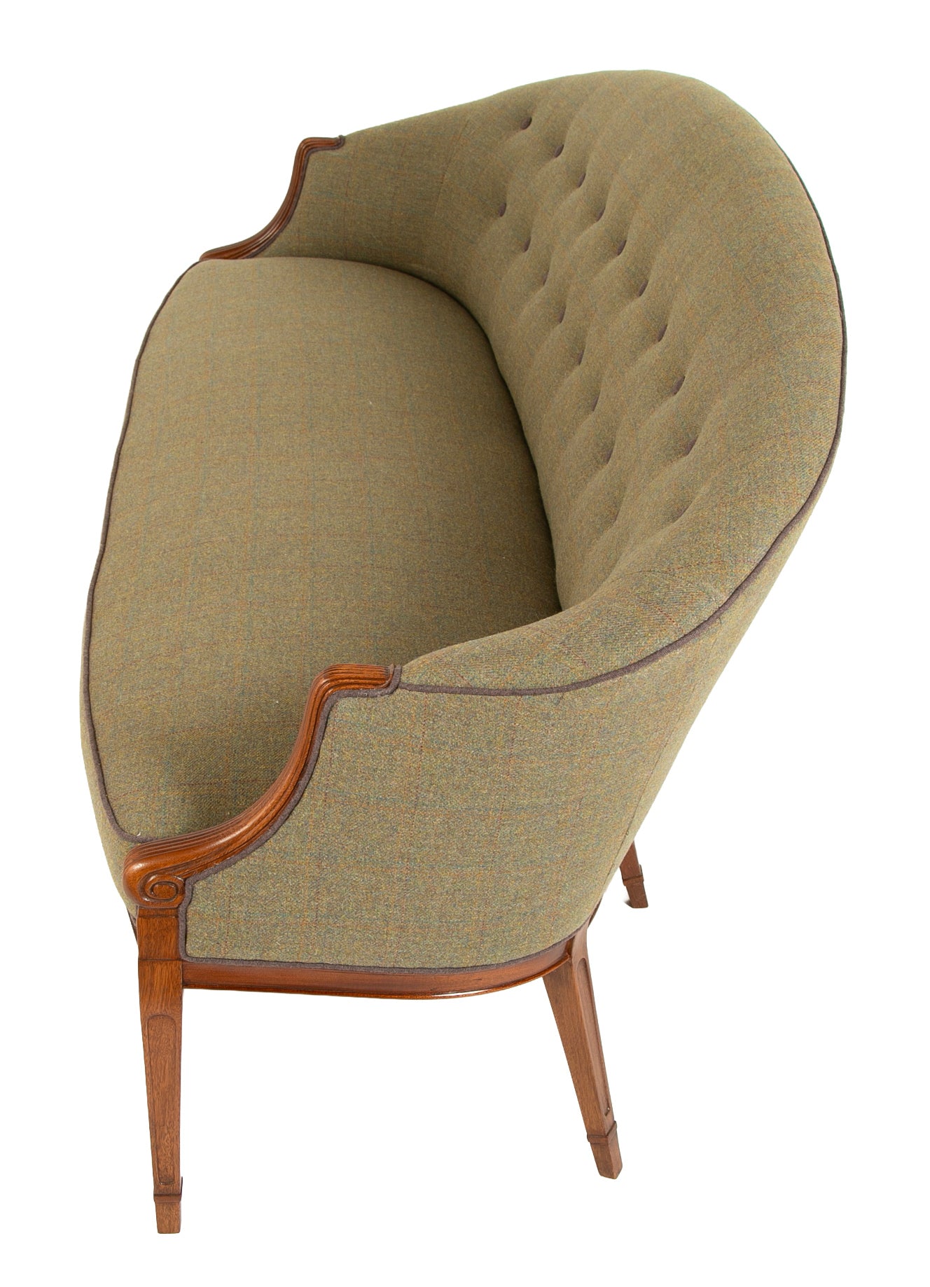 Frits Henningsen Danish Tufted Upholstery and Mahogany Sofa