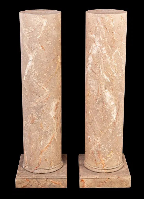 Pair of Neo-classical Faux Marble Painted Wooden Columns or Pedestals
