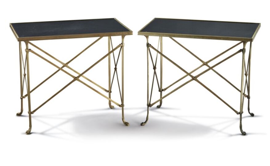 Pair of Gilt Bronze & Black Marble Side Tables in the Manner of Maison Jansen