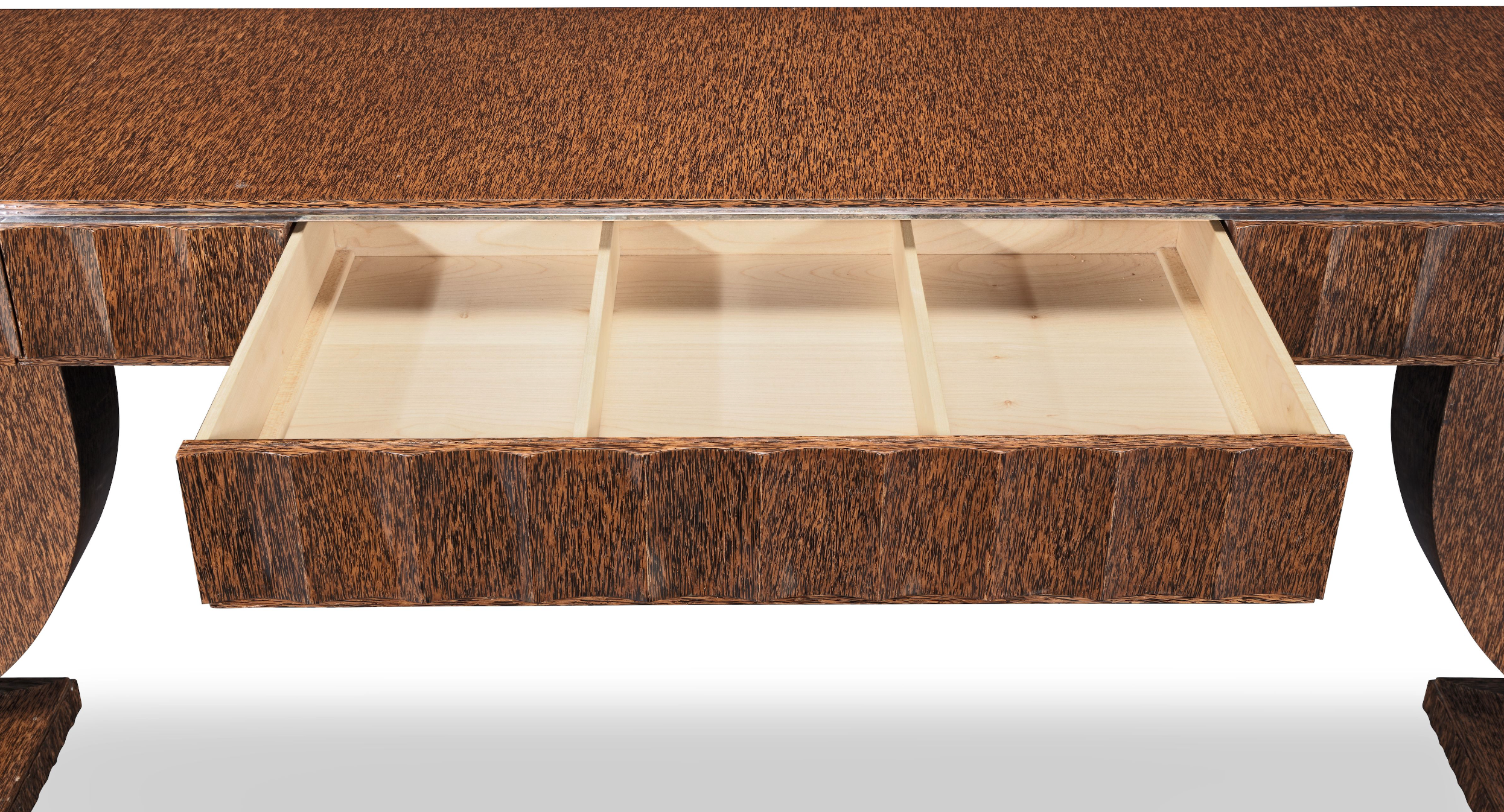 Specially Commissioned Dual Purpose Pair of Palmwood Console Tables and/or Palmwood Serving Table, after E.J. Ruhlmann, Art Deco Style