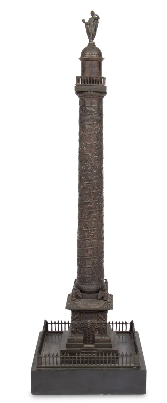 Grand Tour Bronze Model of the Vendôme Column, 19th Century, Mounted on Slate Base