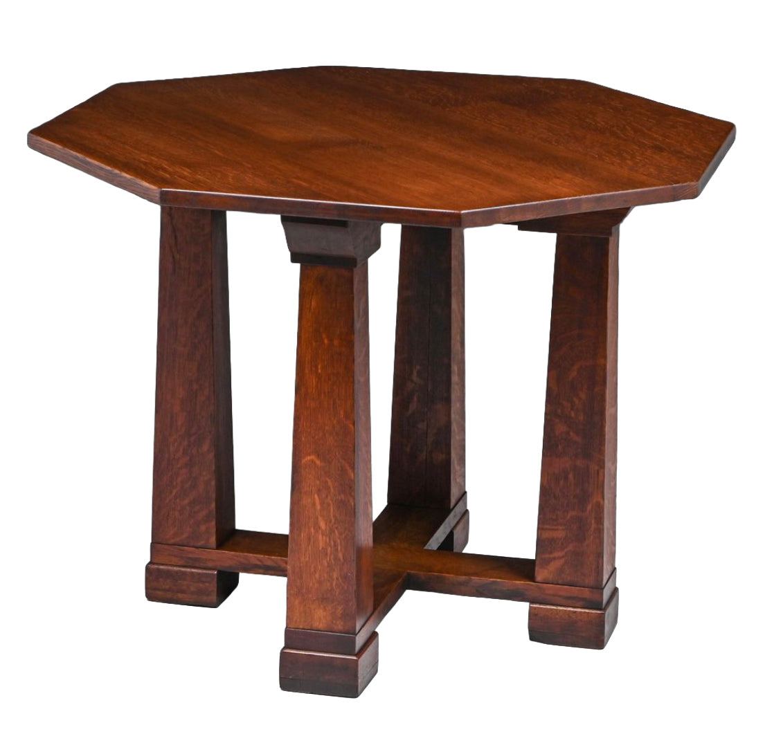 Arts & Crafts Prairie School Octagonal Oak Table