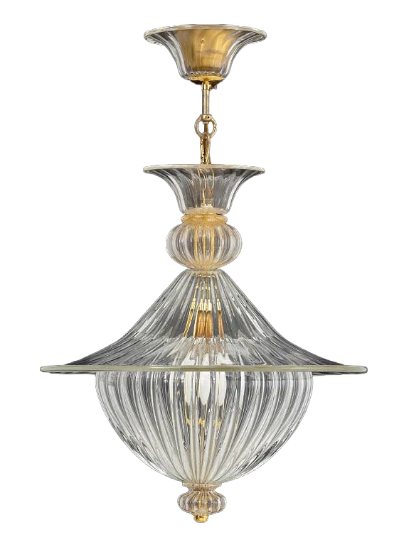 Barovier & Toso Gold-Flecked Glass Chandelier