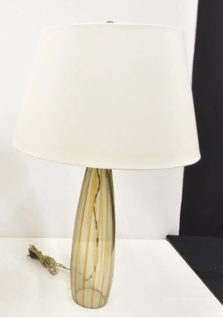 Pair of Donghia Striped Venetian Glass Lamps
