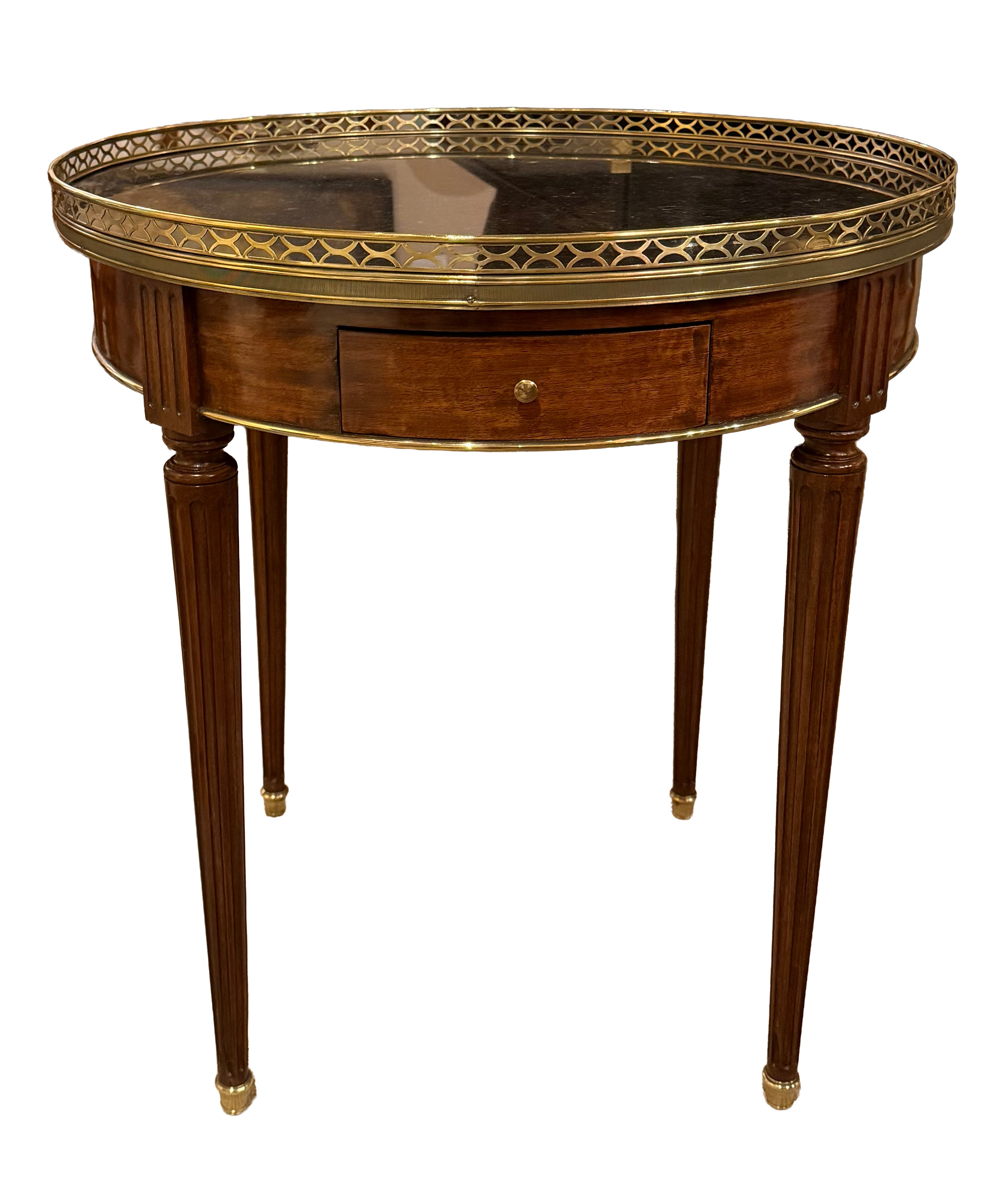 Louis XVI Style Marble Top Mahogany Bouillotte Table