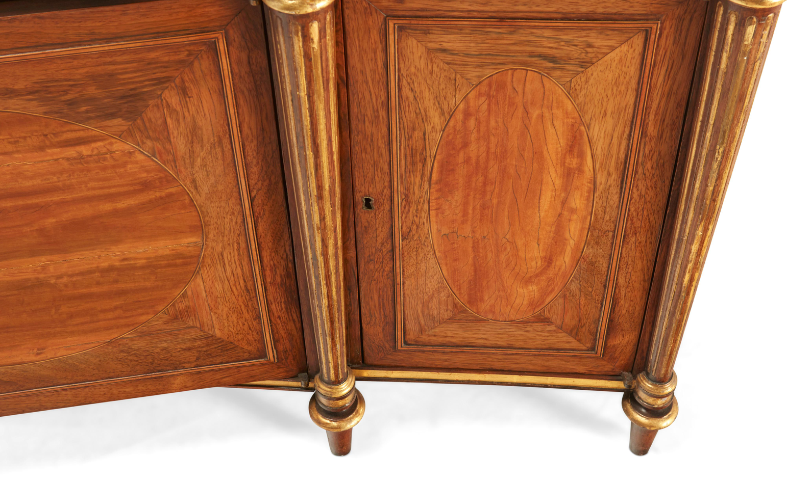Regency Parcel-Gilt Rosewood and Satinwood Cabinet, in the Manner of Henry Holland