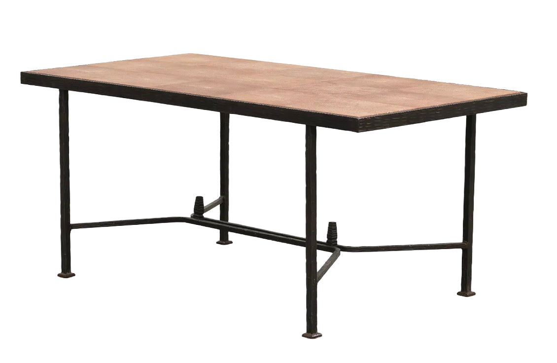 An Edgar Brandt style French Iron and Shagreen Coffee Table
