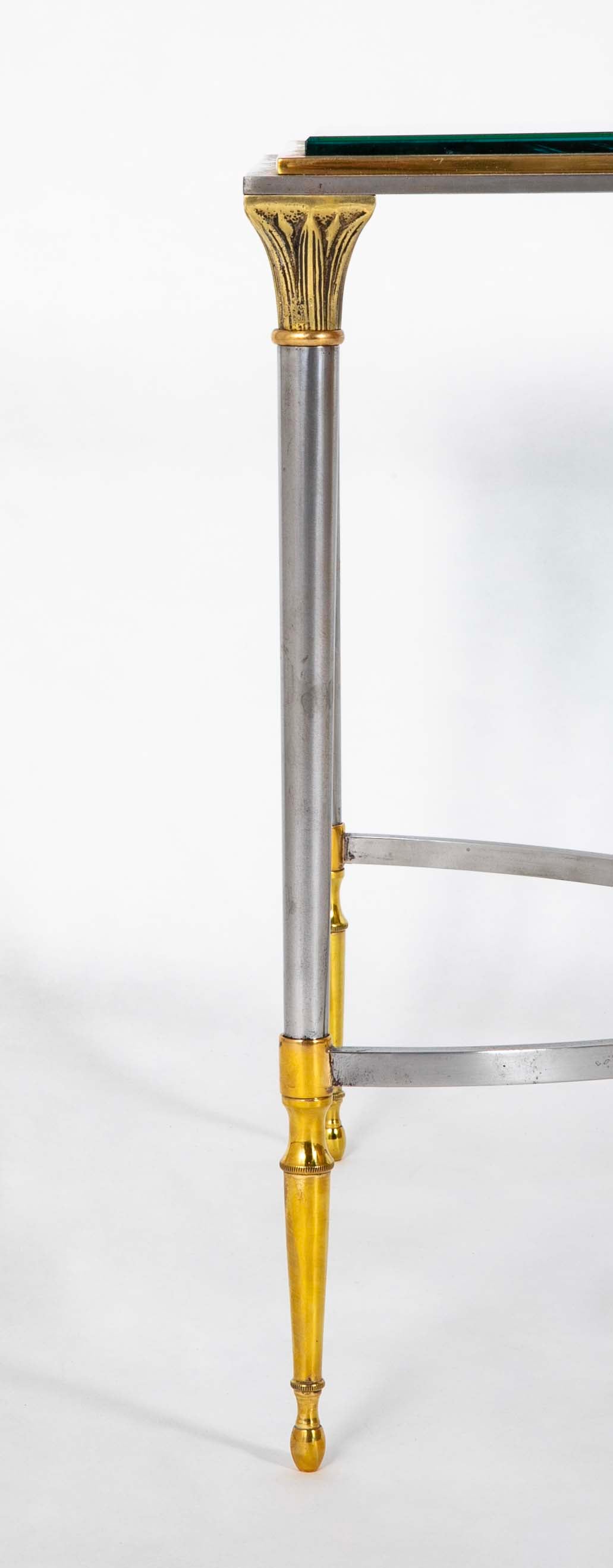 A Maison Charles Style Stainless Steel and Gilt bronze Coffee Table
