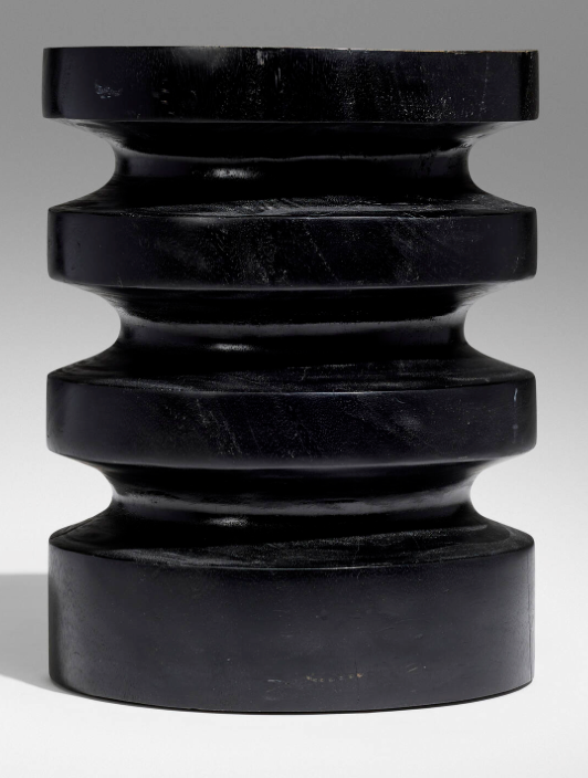 Contemporary Black Lacquered Wood Stool
