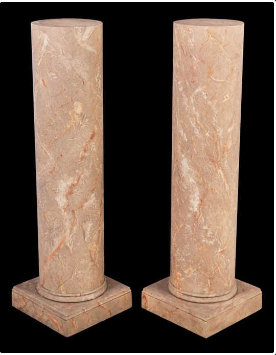 Pair of Neo-classical Faux Marble Painted Wooden Columns or Pedestals