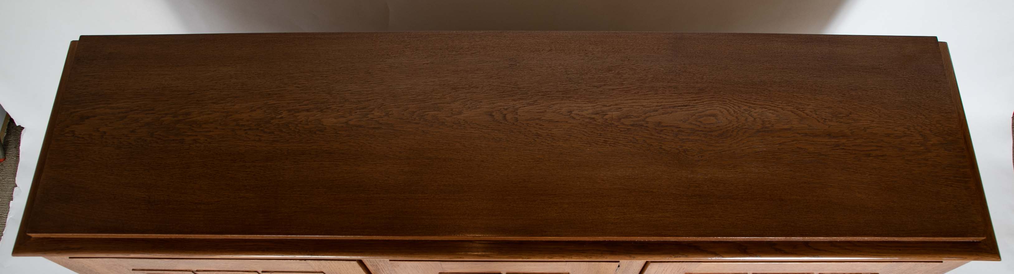 French Cerused Oak Three Door Sideboard with Geometric Motifs, Art Deco