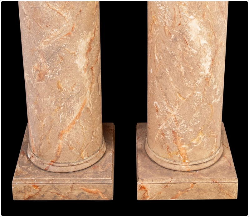 Pair of Neo-classical Faux Marble Painted Wooden Columns or Pedestals