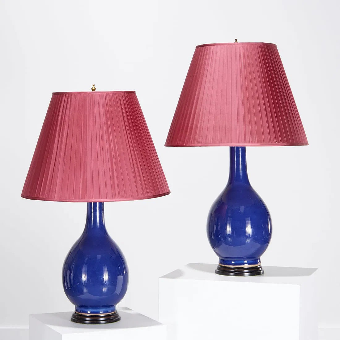 Fine Pair of Cobalt Blue Chinese Porcelain Vases Mounted as Lamps