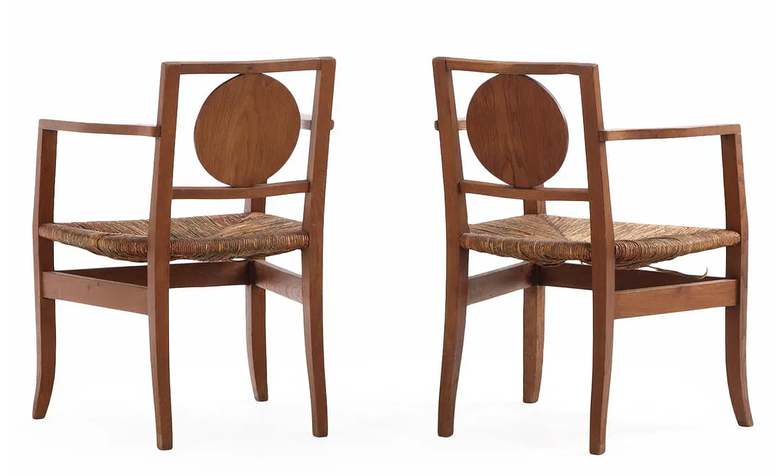 Pair of French Oak Open Arm Chairs