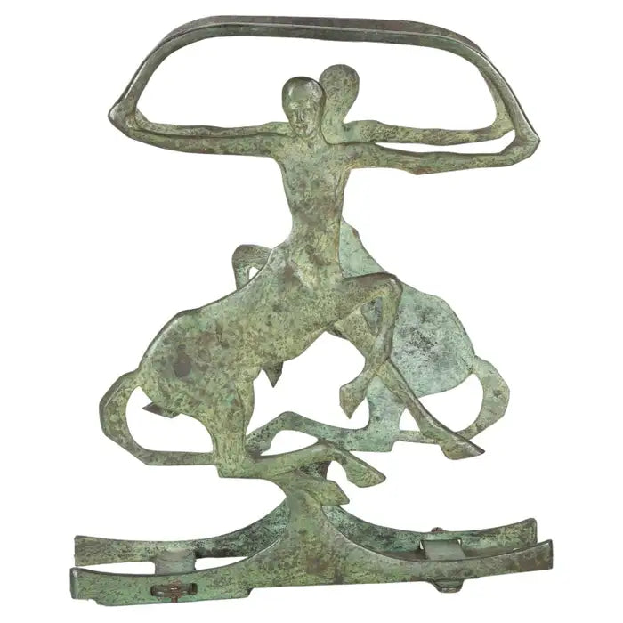 French Art Deco Bronze Magazine Rack with Verdigris Patina