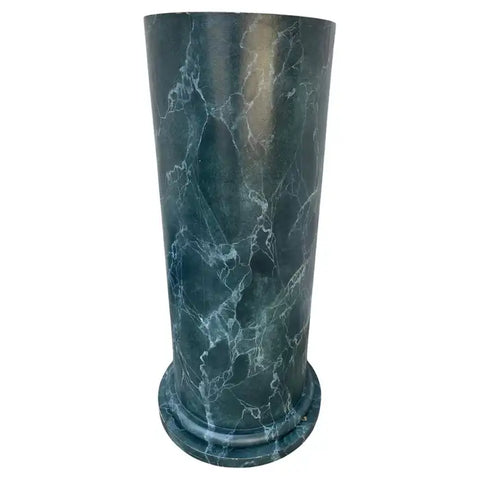 Monumental Neoclassical Column Form Faux Green Marble Painted Wood Pedestal