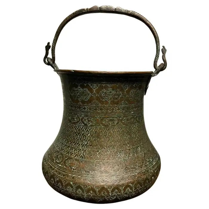 Ottoman Copper Bucket With Incised Decoration