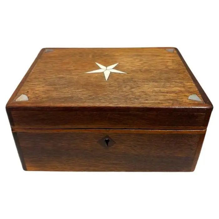 19th Century Walnut Box With Bone and Mother-of-Pearl Inlay
