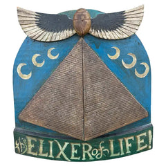 Folk Art Carnival Sign Winged Scarab and Pyramid "Elixir of Life"