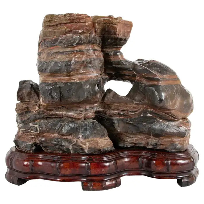 Chinese Scholars Rock on Custom Hardwood Base