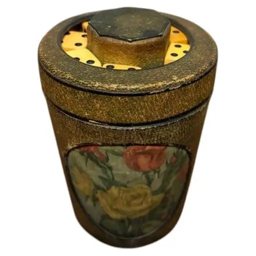 Early 20th Century Leather Dice Cup with 7 Dice Inset into the Top