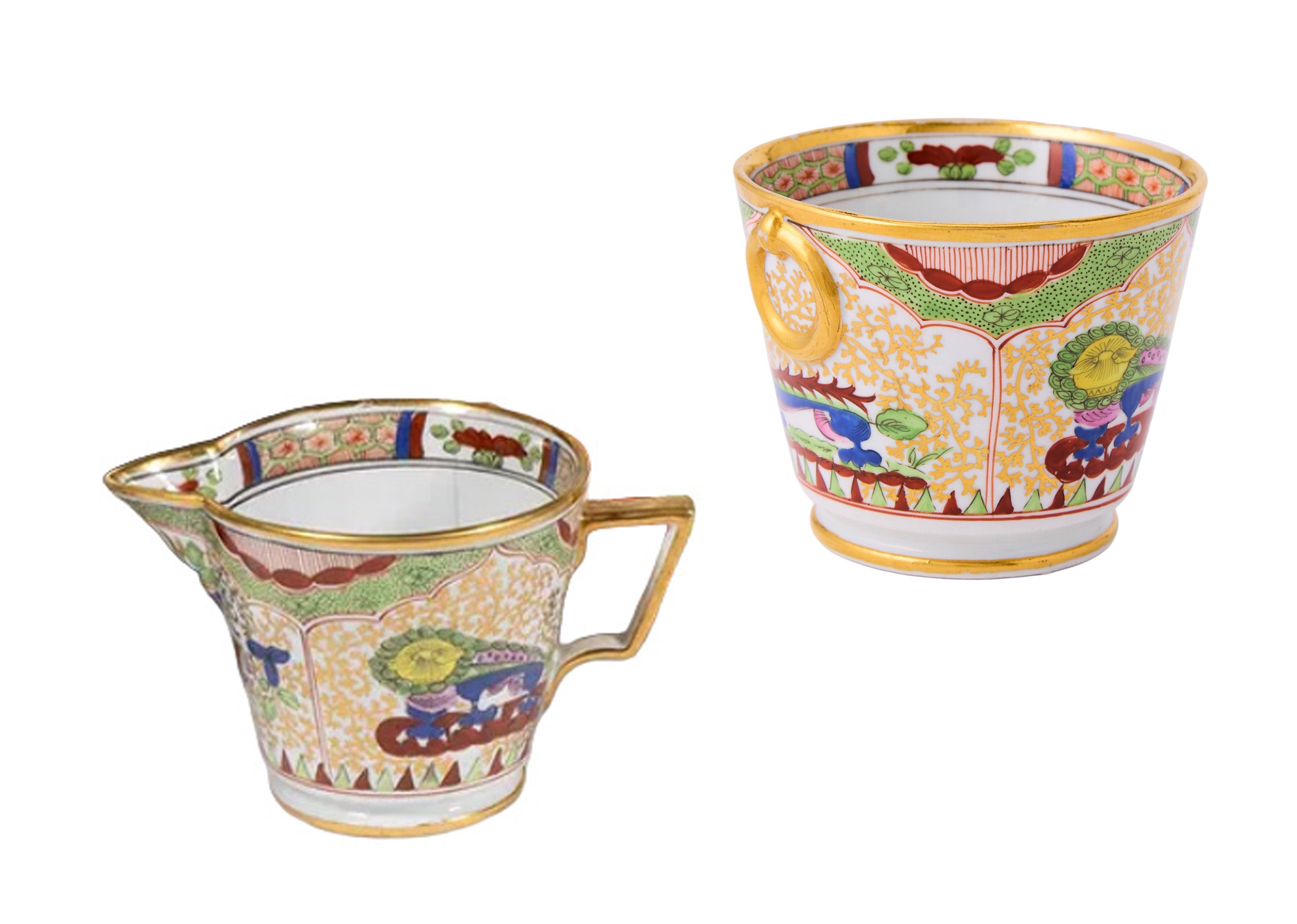 Suger & Creamer Worcester Porcelain In The Dragons and Compartments Pattern.
