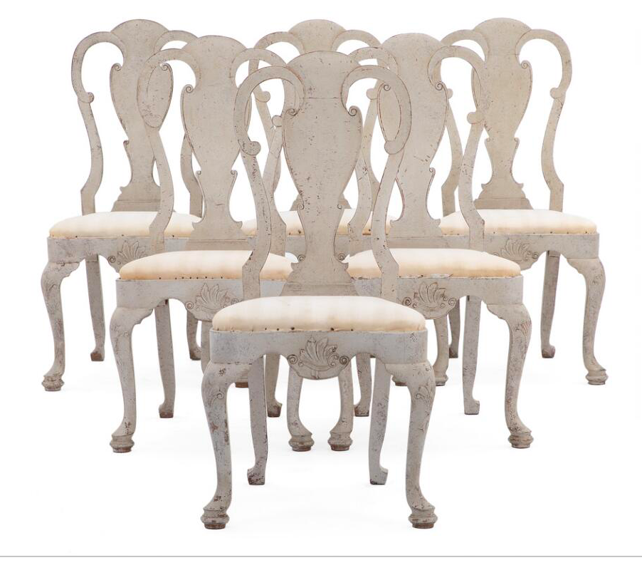 Set of Eight Rococo Style Chairs