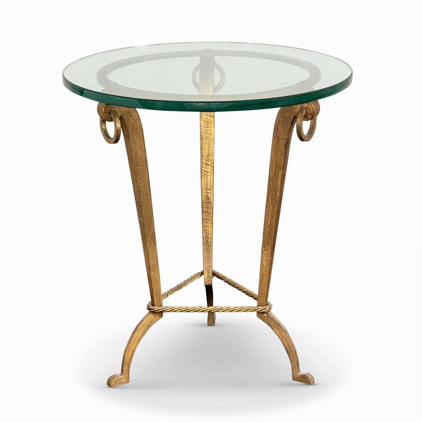 French Glass Top Gilt Guéridon Attributed to Maison Ramsay