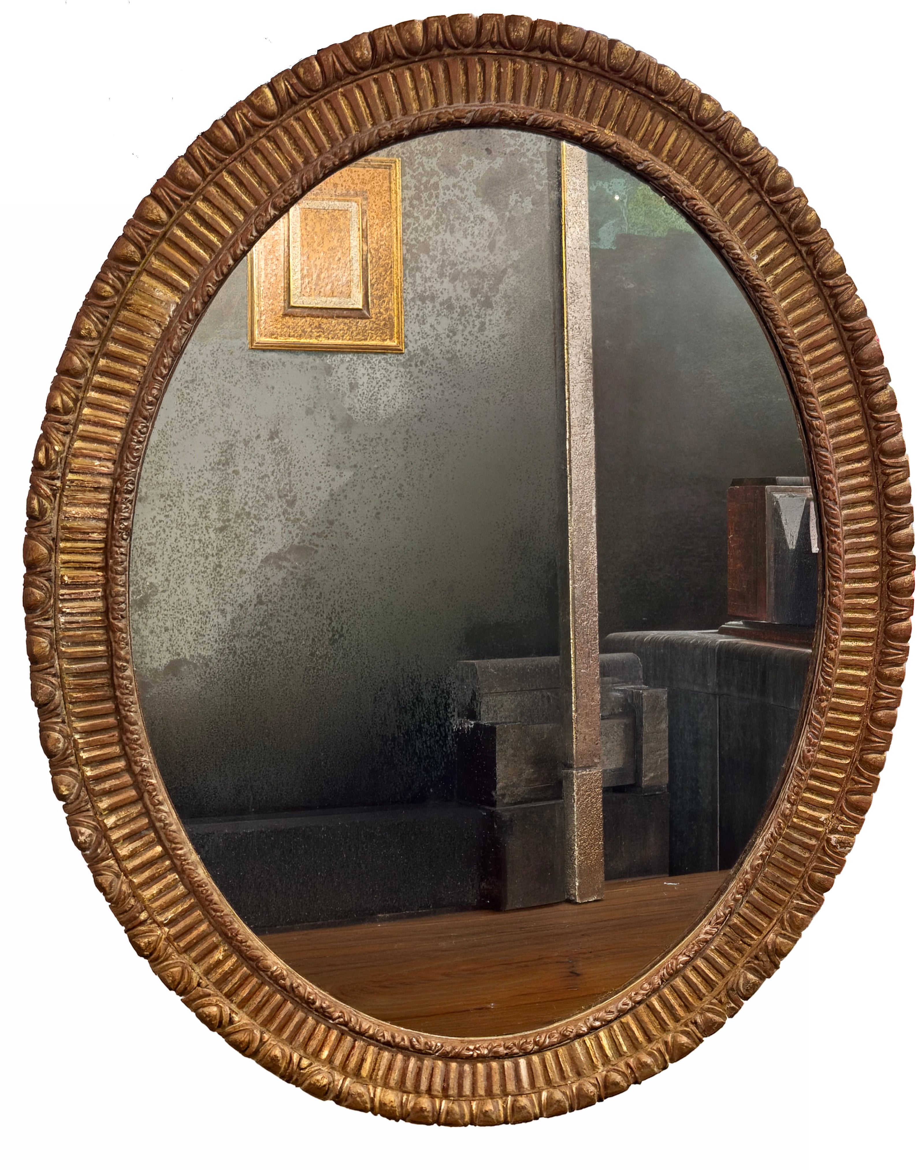 A George III Style Carved Giltwood Oval Mirror