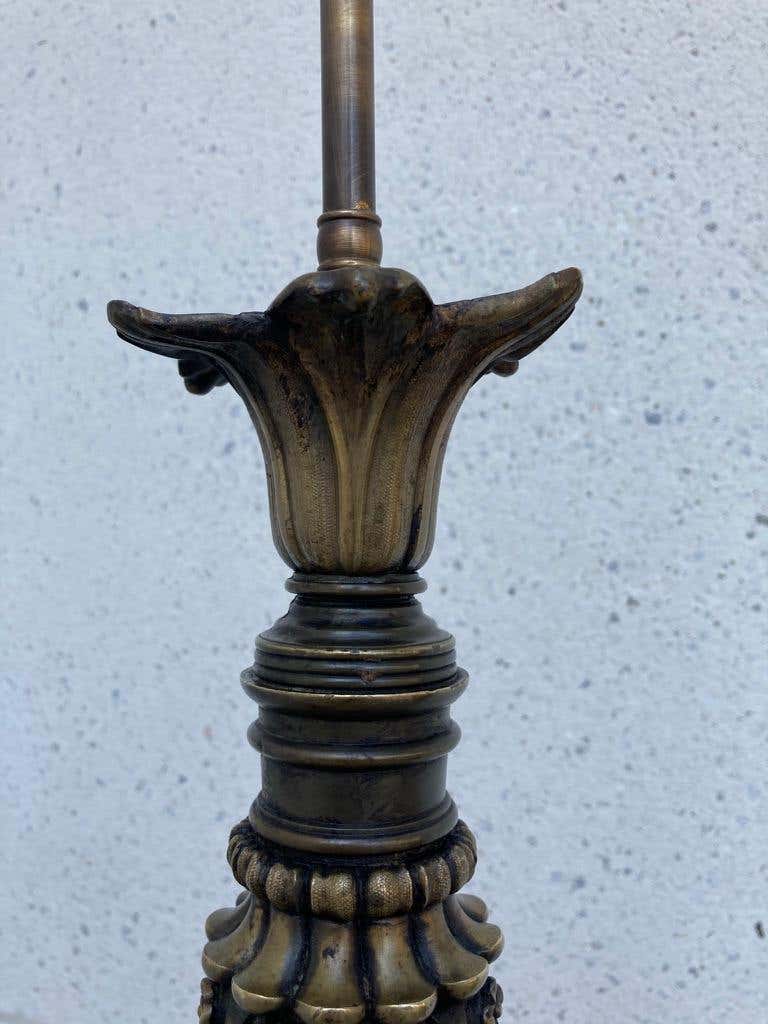 Italian Neoclassical Bronze Floor Lamp with Paw Feet