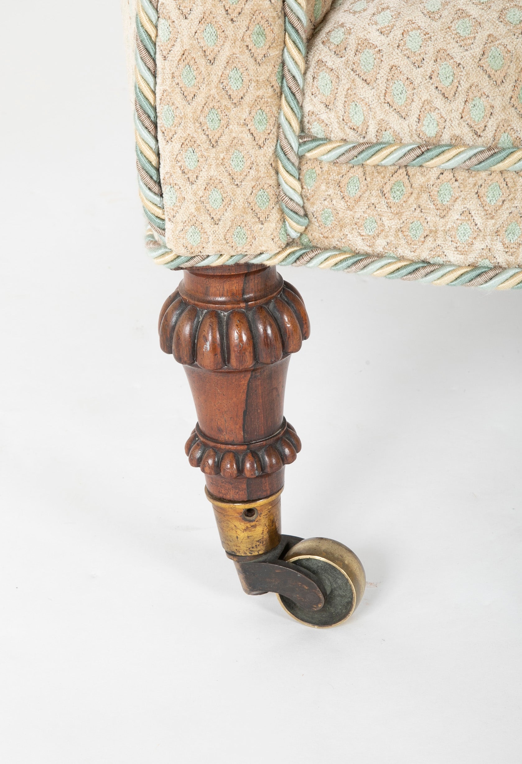 Late Regency Tub Form Upholstered Mahogany Armchair