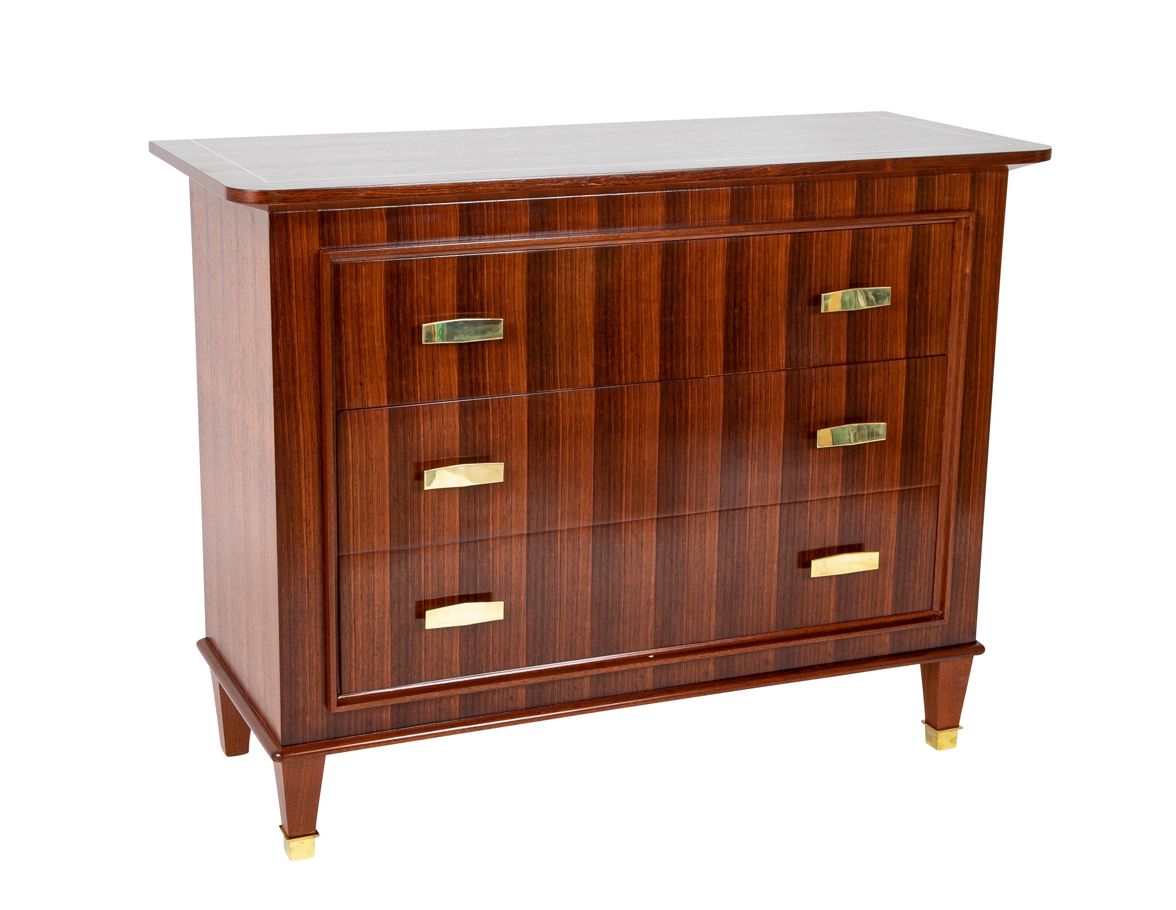 A Three Drawer Rosewood Commode in the Manner of Jacques Adnet