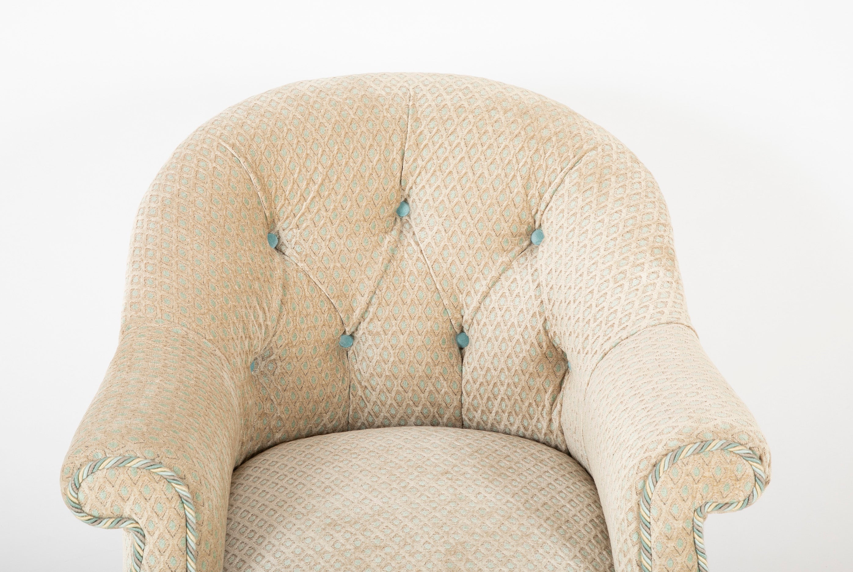 Late Regency Tub Form Upholstered Mahogany Armchair