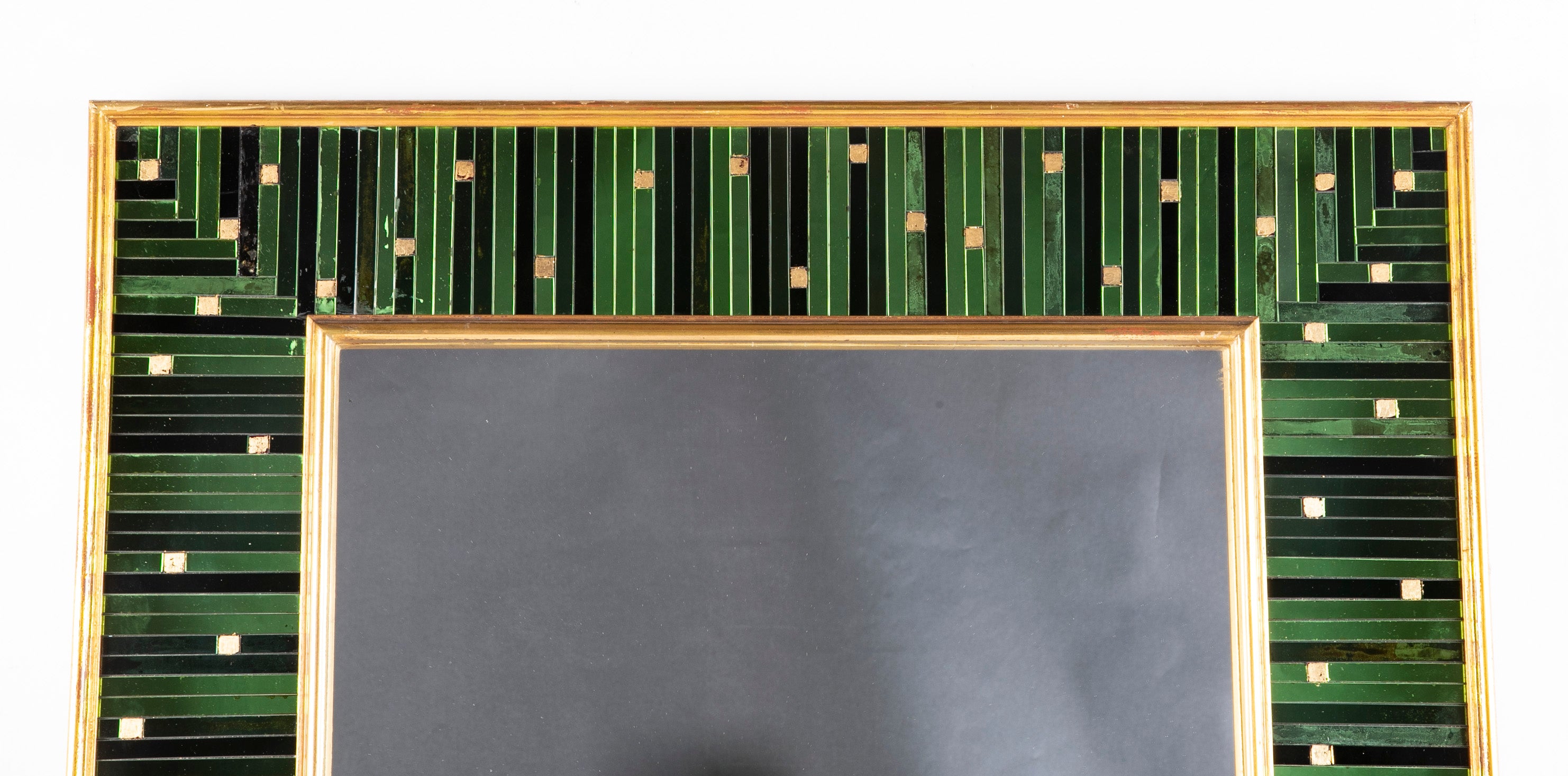 Slatted Green and Smoked Glass Venetian Mirror