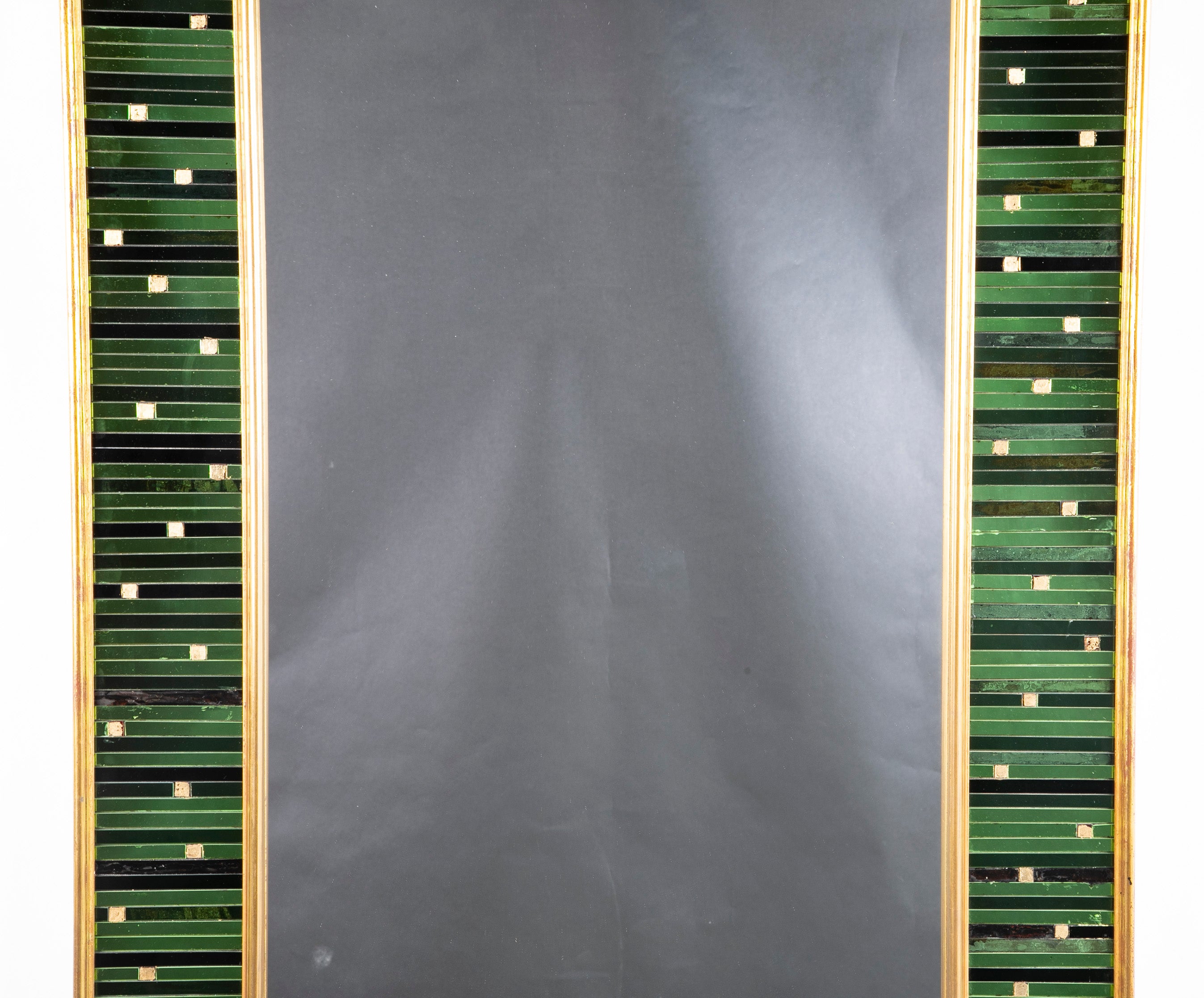Slatted Green and Smoked Glass Venetian Mirror