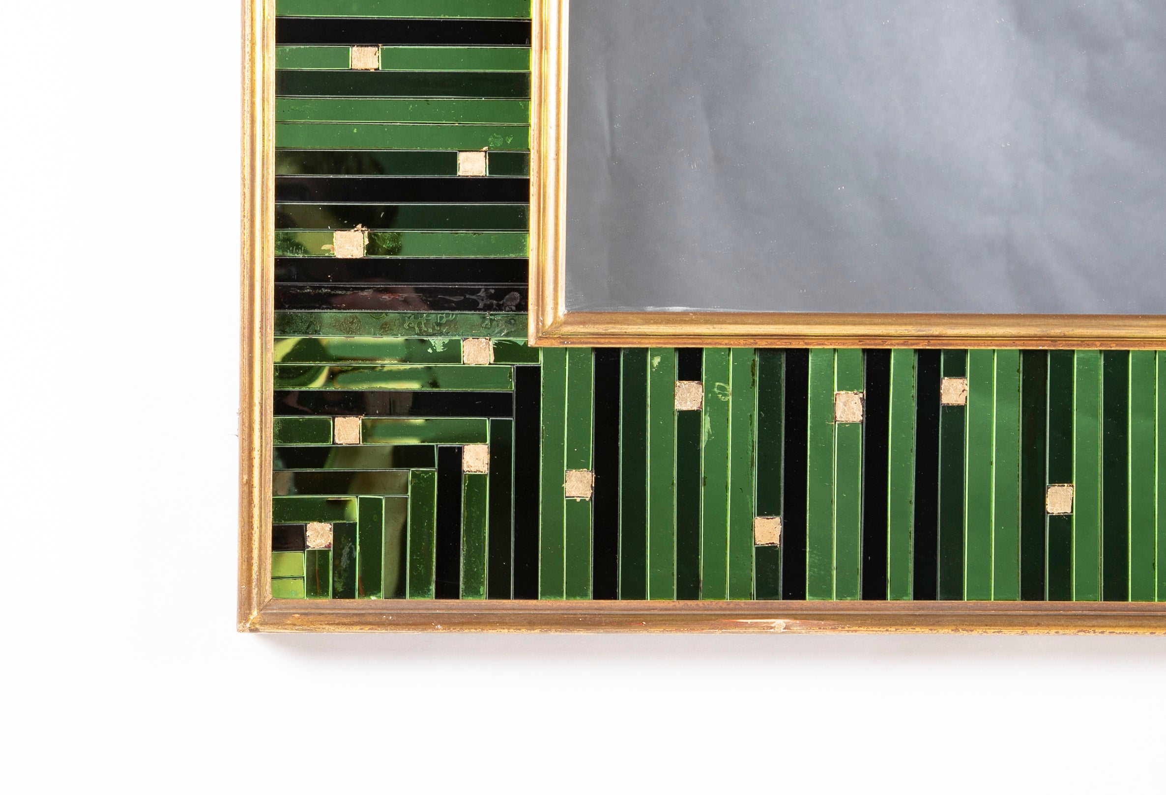 Slatted Green and Smoked Glass Venetian Mirror
