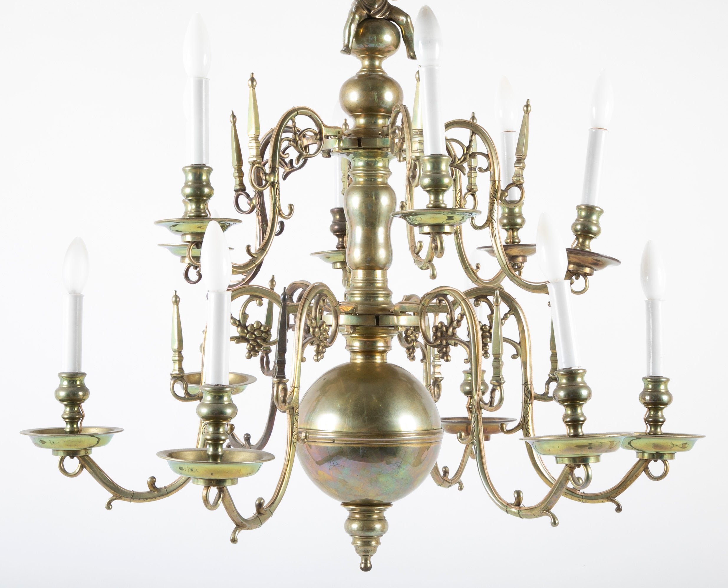 Dutch Brass Chandelier with Javanese Figural Warrior