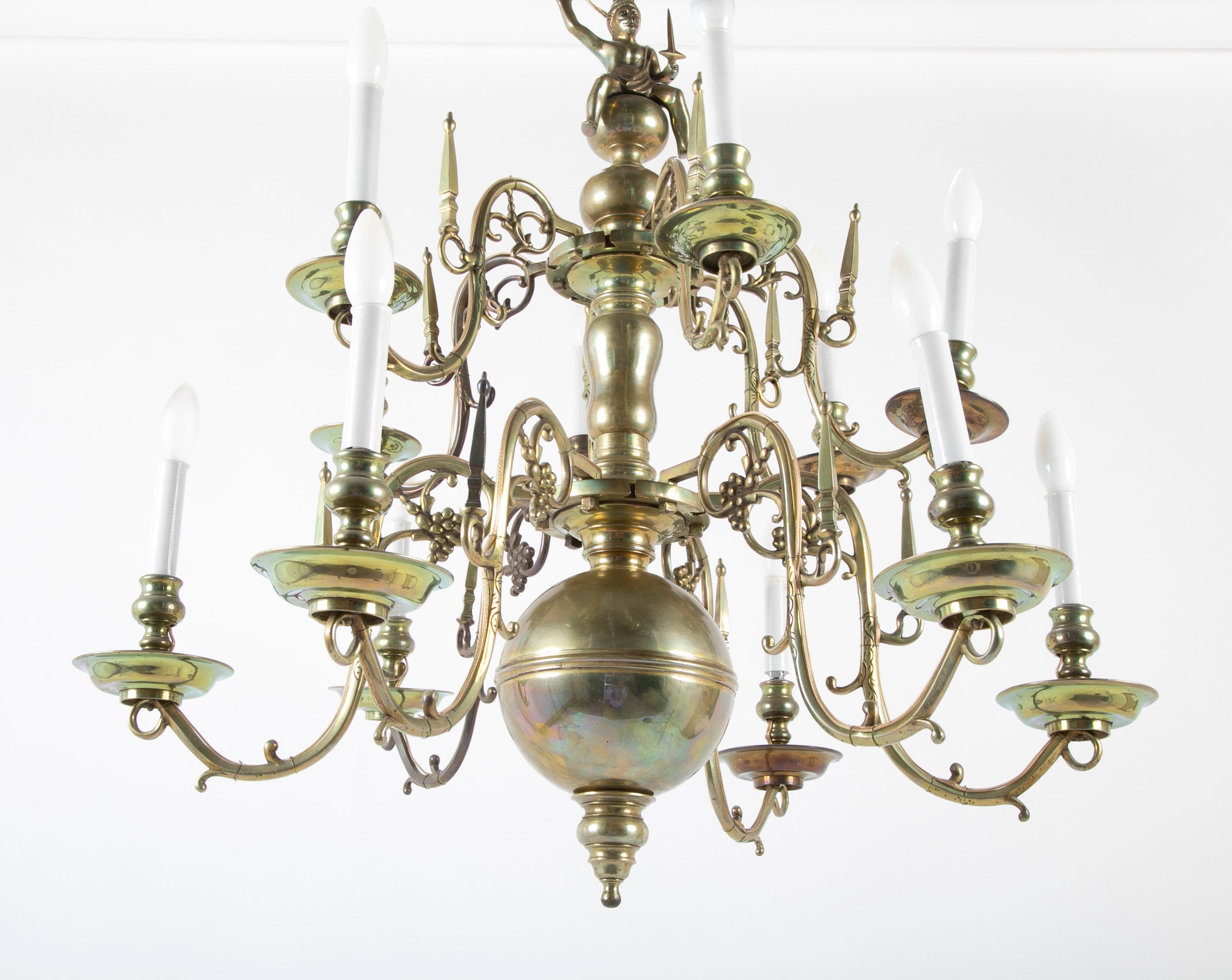 Dutch Brass Chandelier with Javanese Figural Warrior