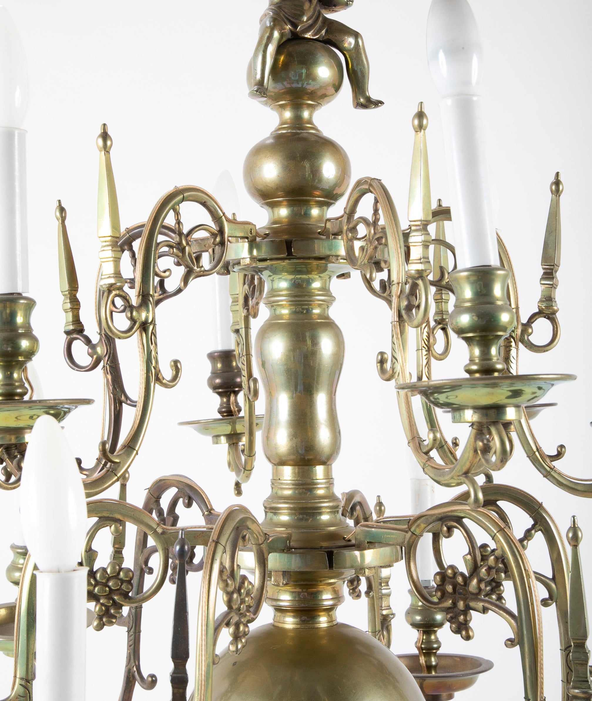 Dutch Brass Chandelier with Javanese Figural Warrior