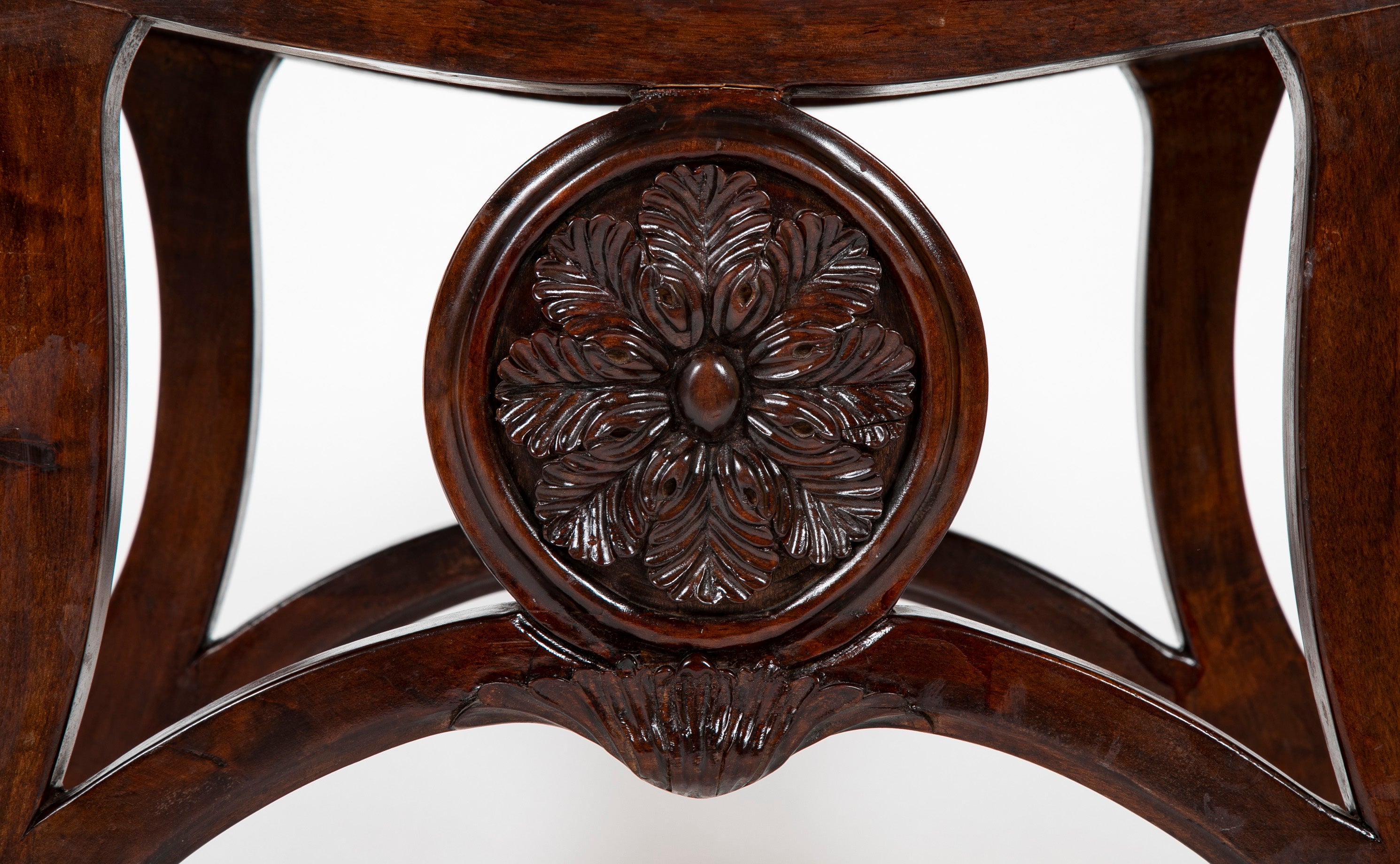 Pair of English Chippendale Style Mahogany Saddle Seat Scroll Leg Stools
