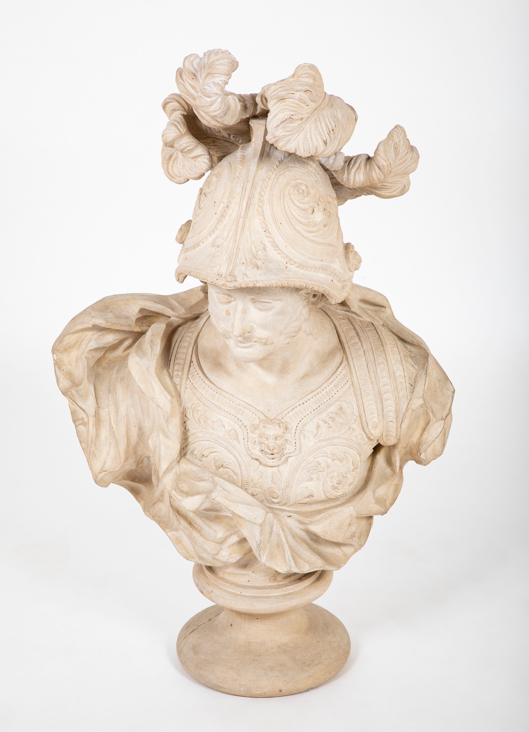 Pair of Belgian Terracotta Busts of a Male & a Female Greek God