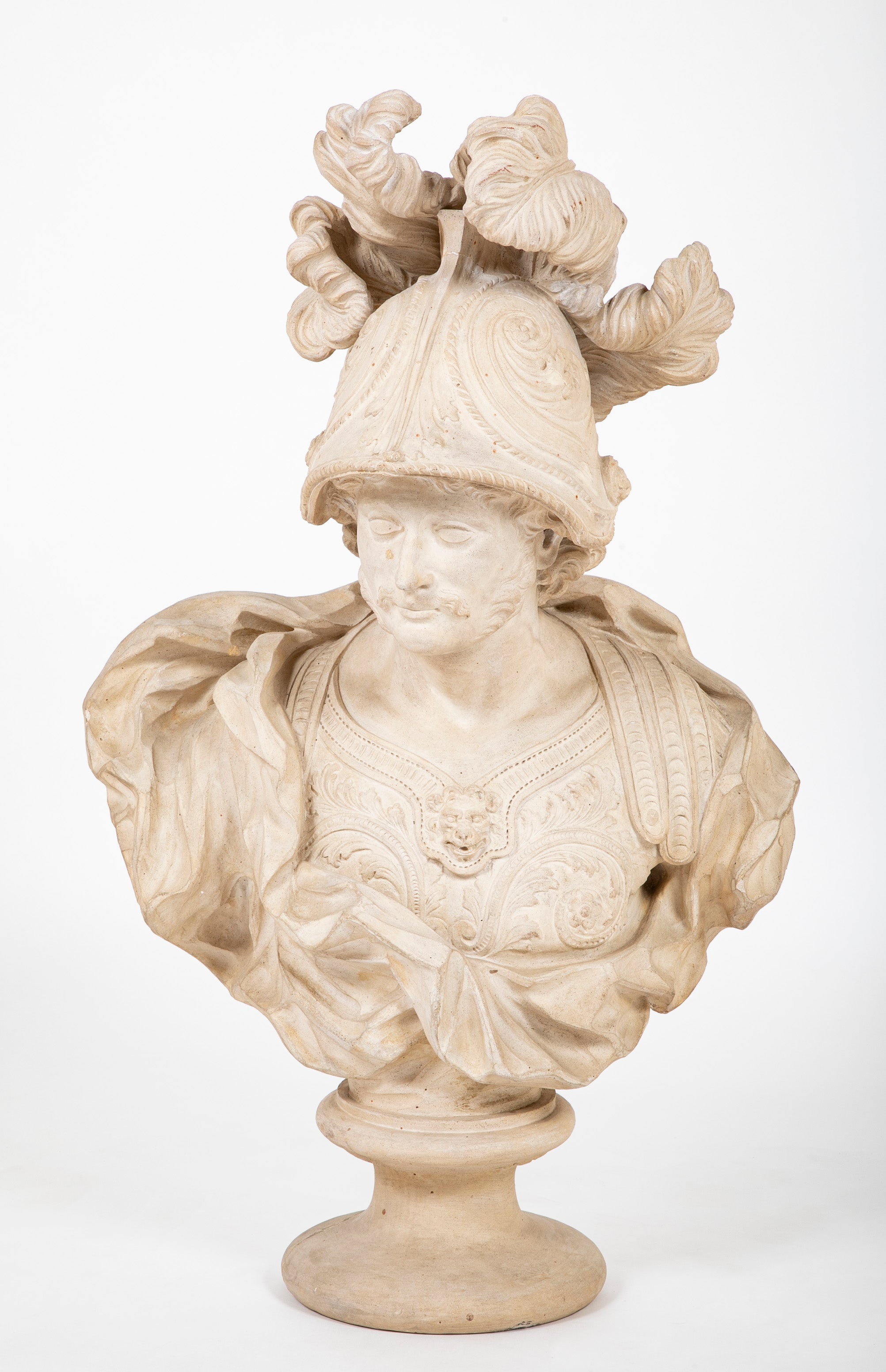Pair of Belgian Terracotta Busts of a Male & a Female Greek God