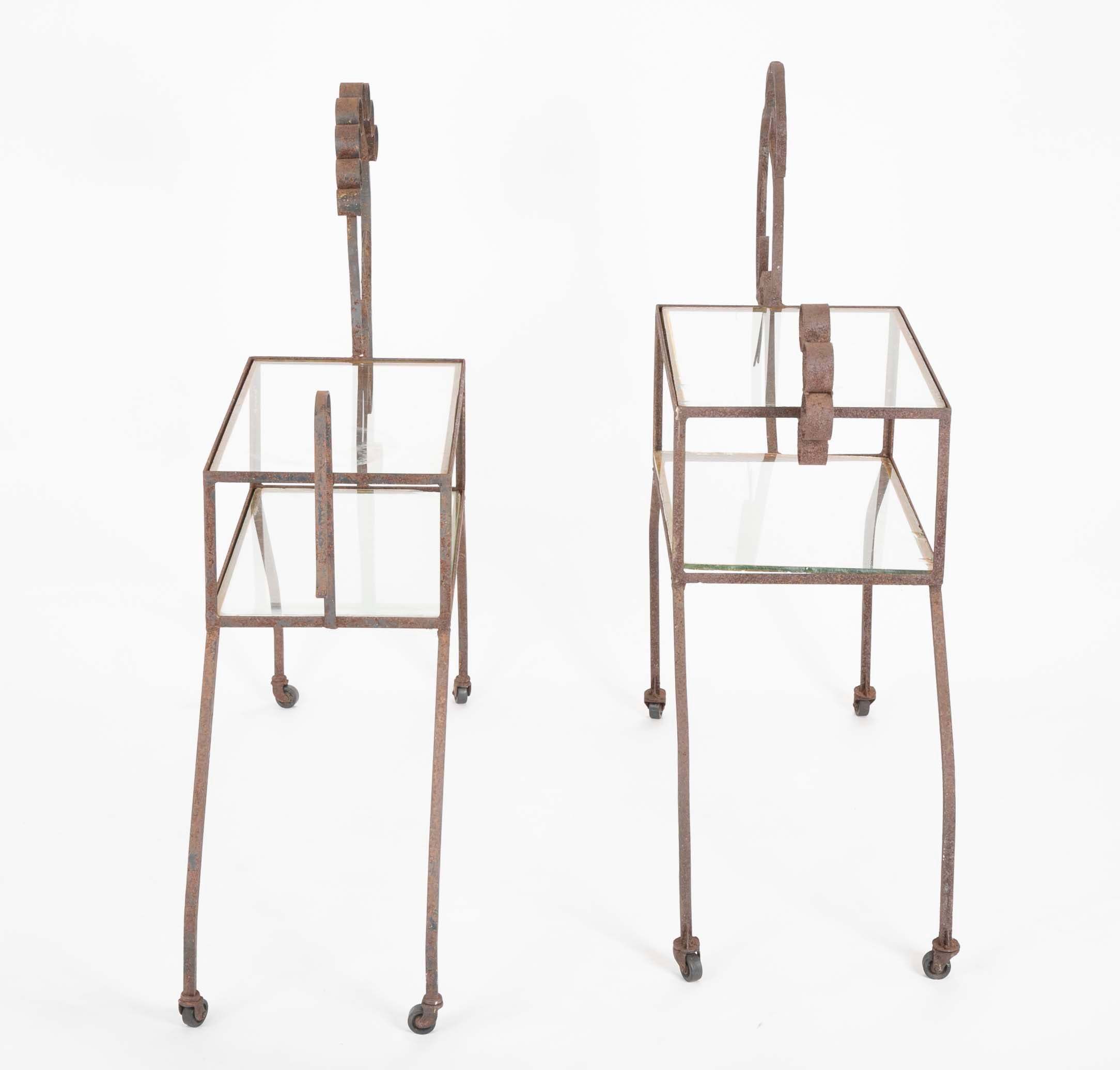 Unique Pair of Wrought Iron Side Tables in Goat & Horse Forms
