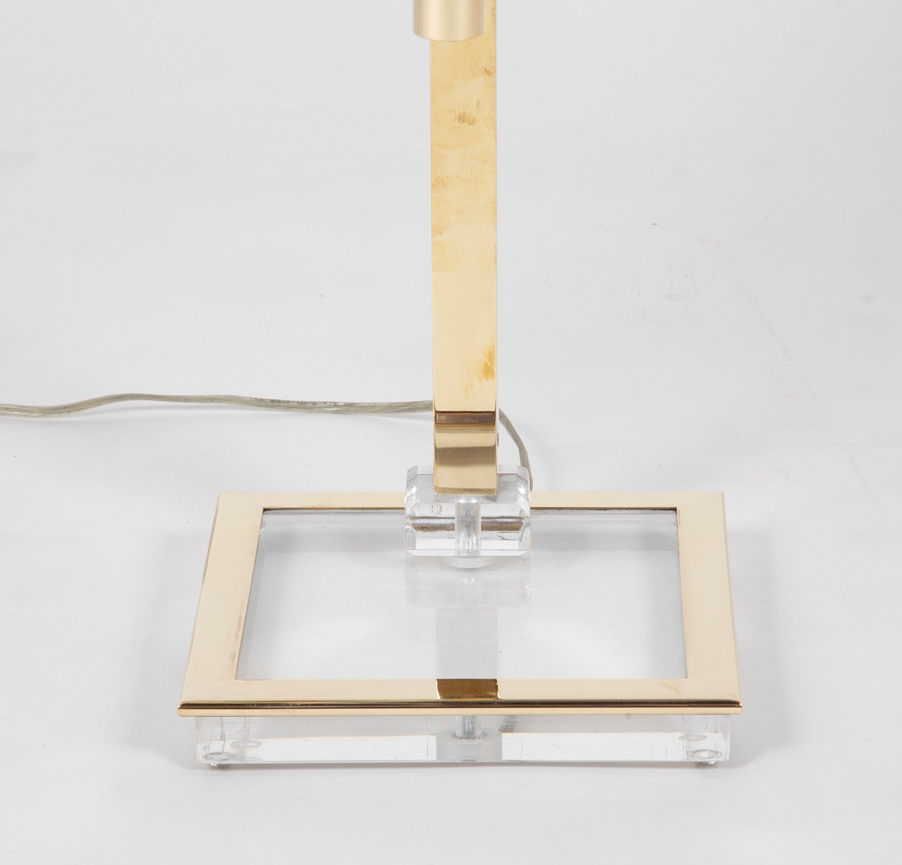 Pair of Italian Mid-Century Lucite & Brass Adjustable Swing Lamps